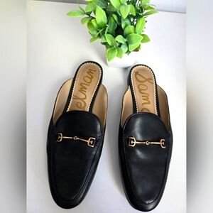 🚚Sam Edelman Black Mules with Gold Horsebit